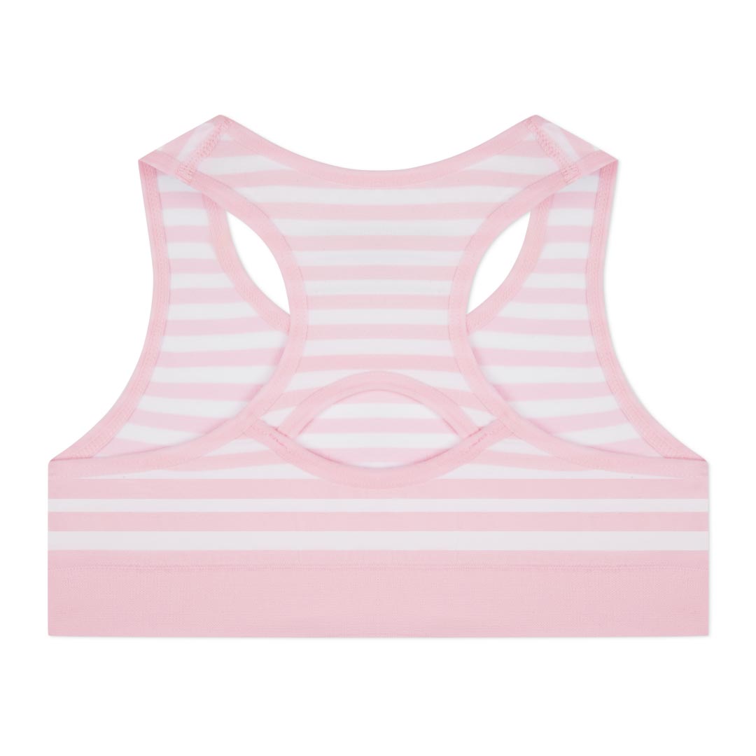 René Rofé Girls 2-Pack Seamless Racerback Bralette in Ashen Pink And White Stripes