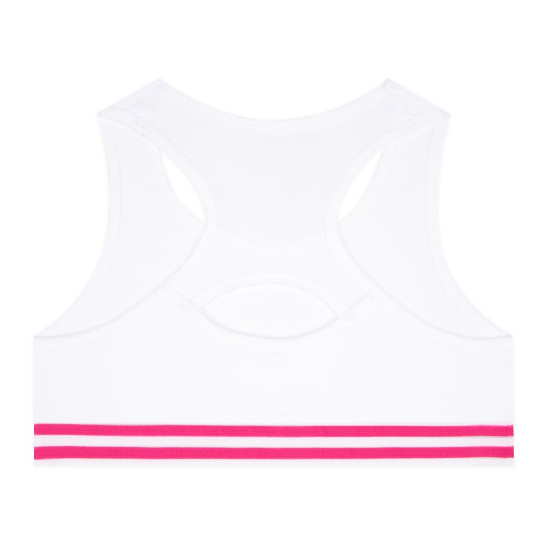 René Rofé Girls 2-Pack Seamless Racerback Bralette in White And Pink Striped
