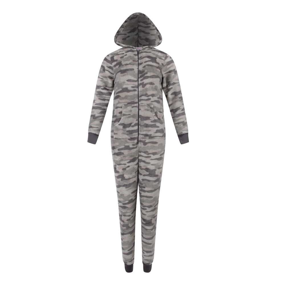 René Rofé Hooded Plush Pajama Jumpsuit Zip Up Onesie