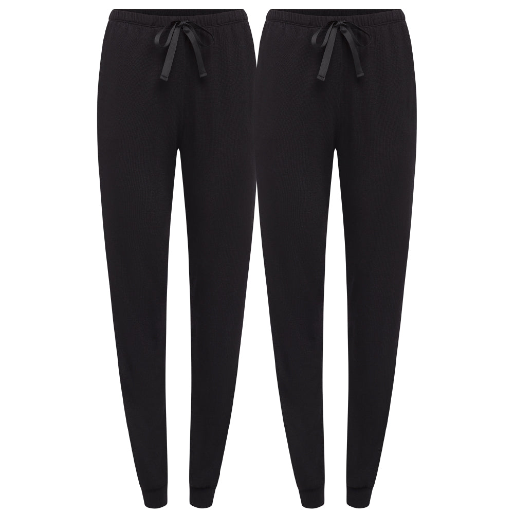 Shop the 2 Pack René Rofé Lightweight Hacci Jogger Pajama Pants in Black color
