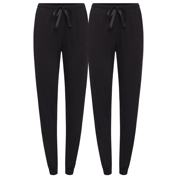 Shop the 2 Pack René Rofé Lightweight Hacci Jogger Pajama Pants in Black color