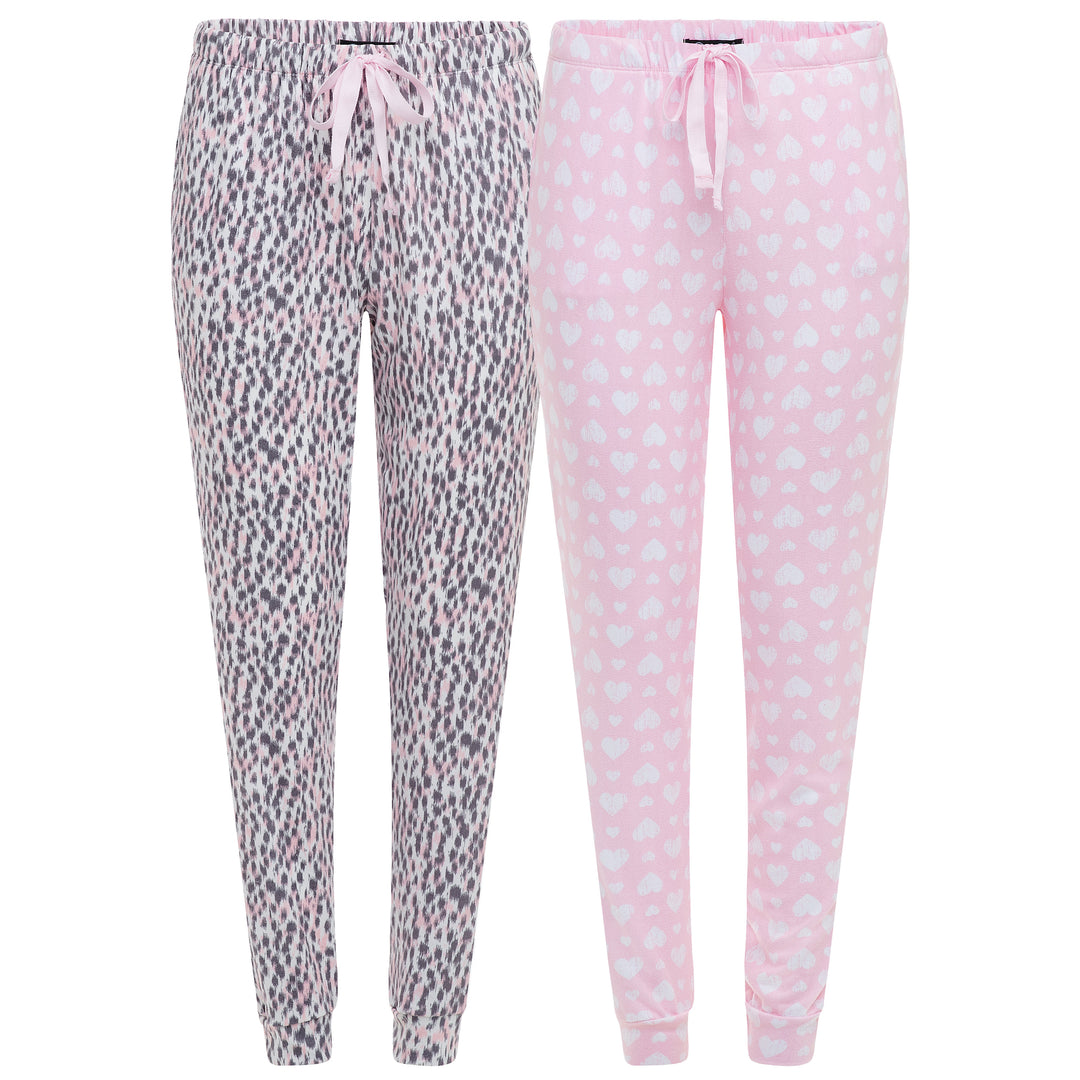 Shop the 2 Pack René Rofé Lightweight Hacci Jogger Pajama Pants in Hearts and Animal pattern