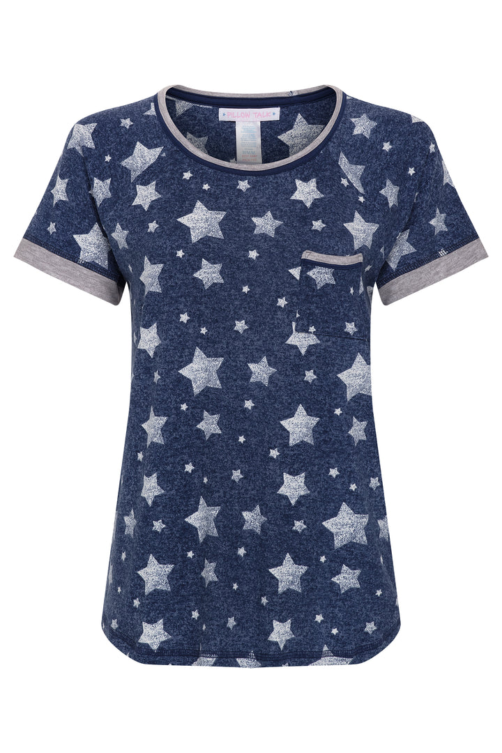 Blue stars patterned shirt as part of the René Rofé 2 Pack Lightweight Shirt Set in Blue Stars pattern