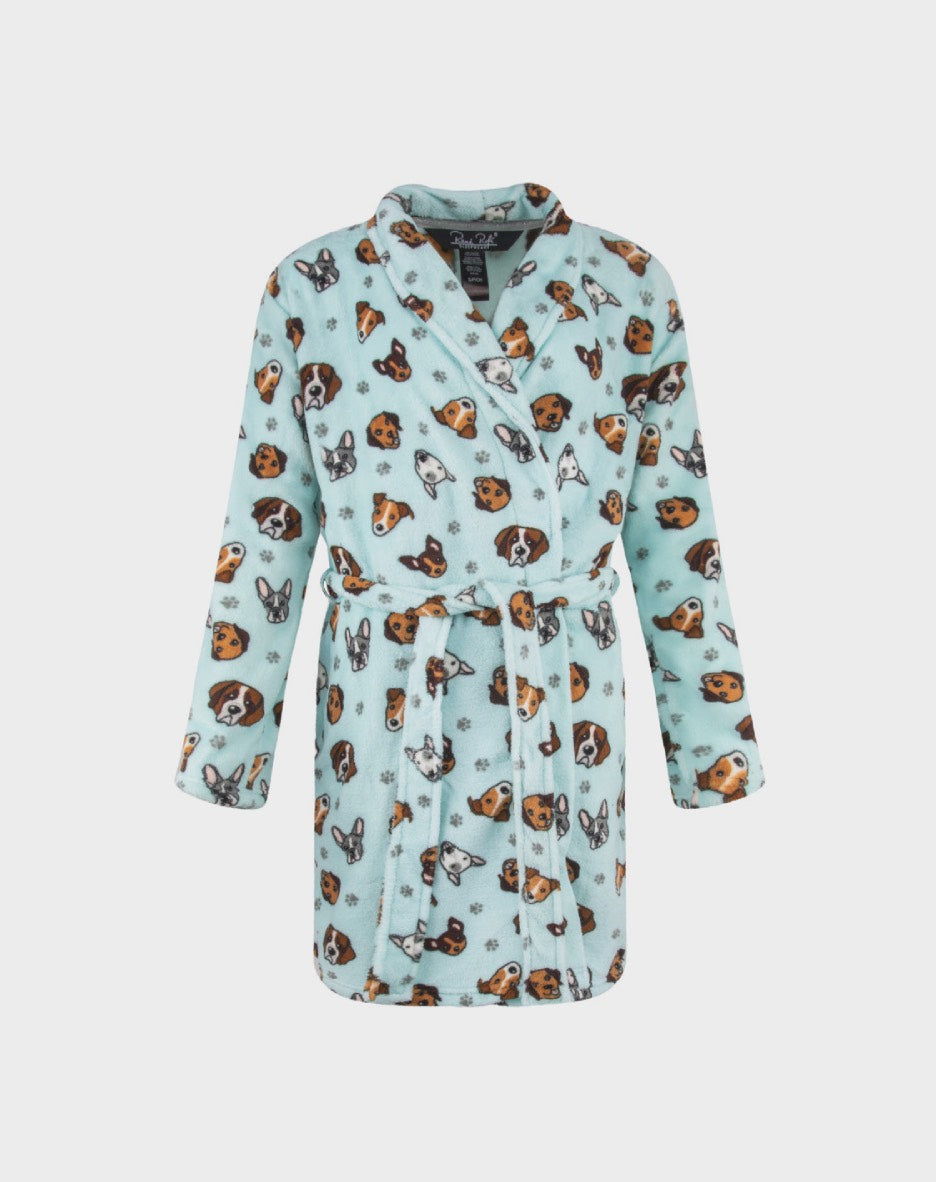 36 Inch Plush Robe — Blue Dogs