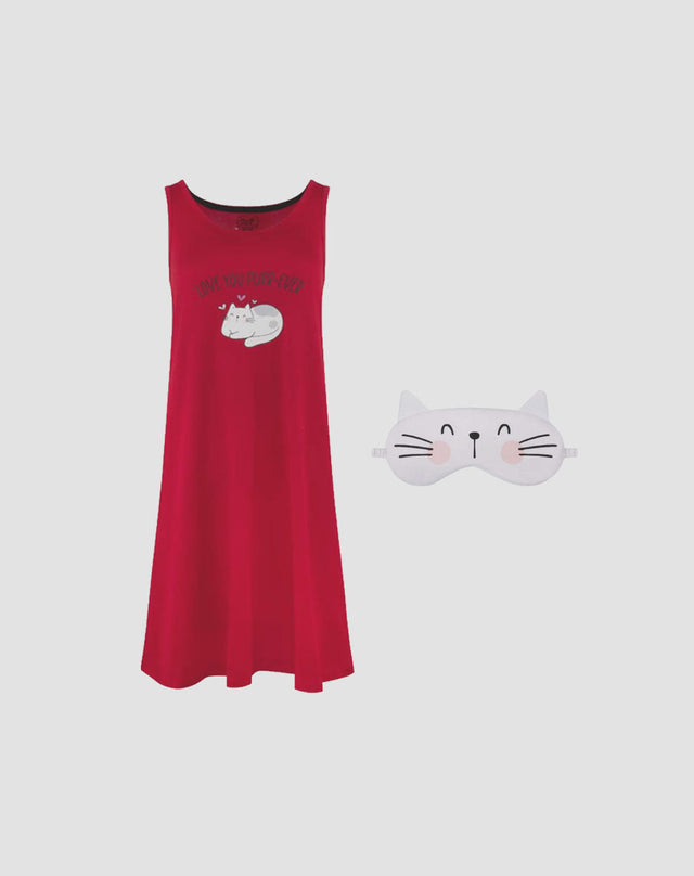 Butter Soft Chemise Sleep Gown with Eye Mask