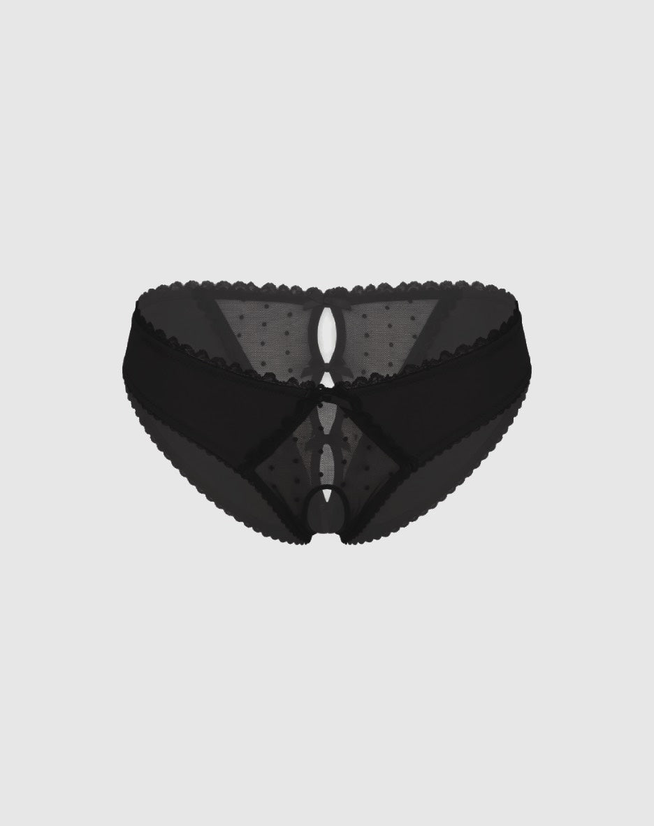 Cheeky Crotchless Frills Bow Back Bikini