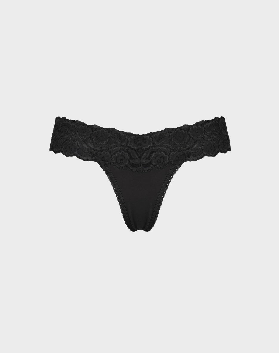 Cotton Spandex Lace Thong