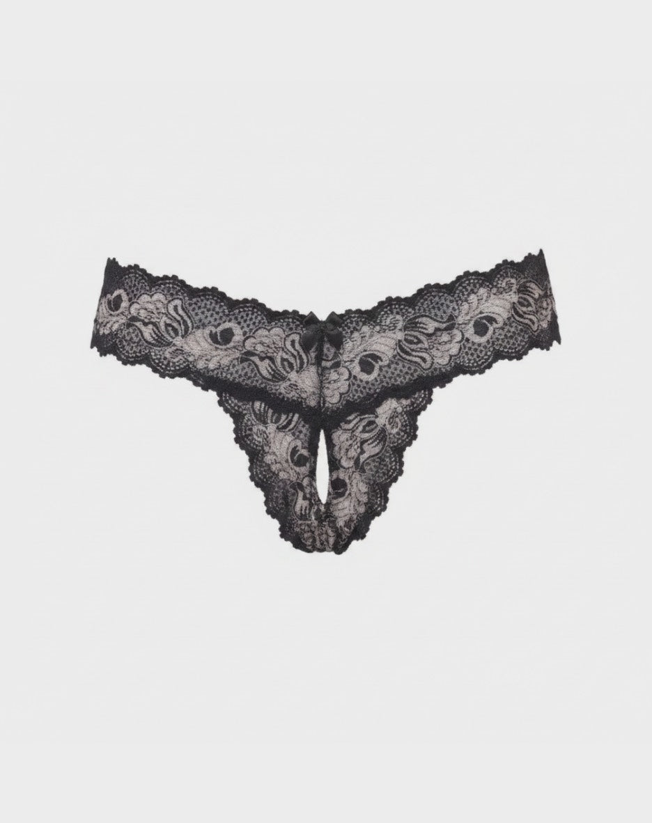 Crotchless Lace V-Thong