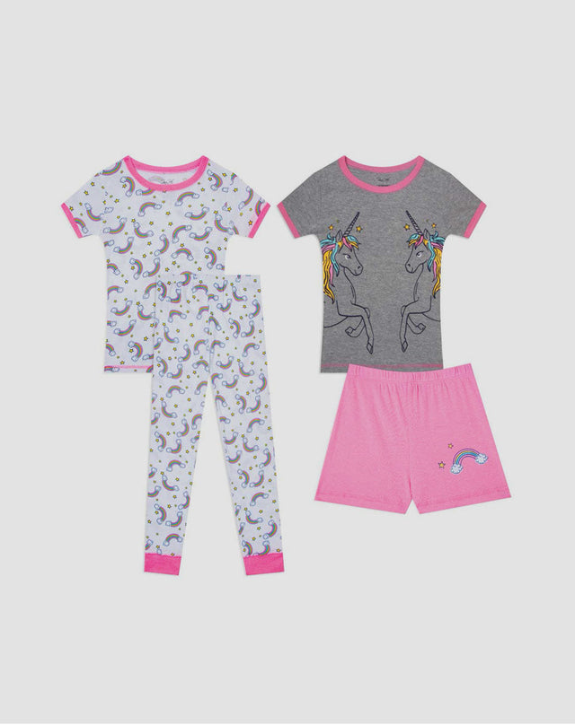 Girls Snug Fit Cotton Pajama Pant and Short Set