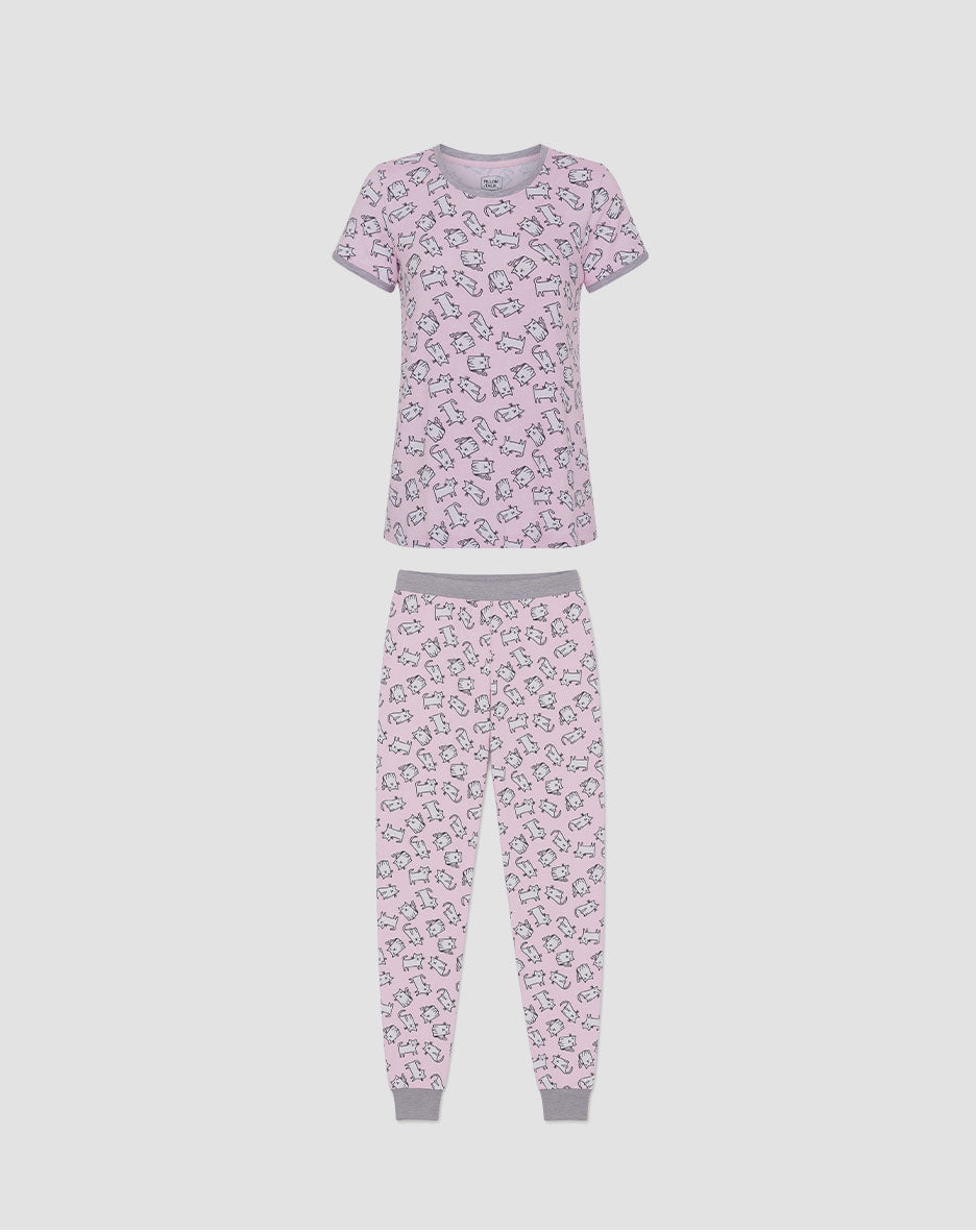 2 Pack Short Sleeve Lightweight Hacci Jogger Set