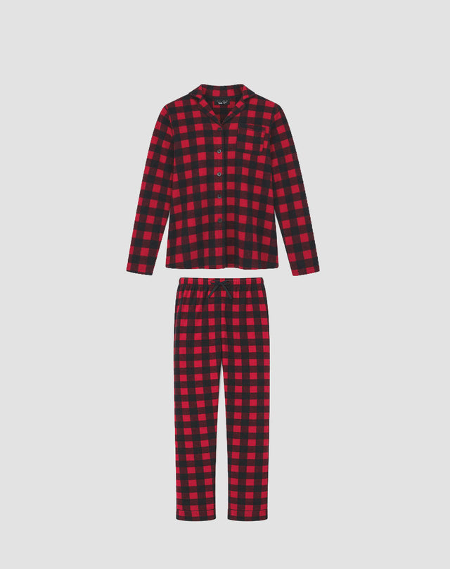 Microfleece Button-Up Pajama Gift Set with Notch Collar