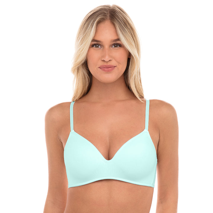 René Rofé Rene Rofe Lingerie Womens 4 Pack Soft Foam Wireless T Shirt Bra Aqua