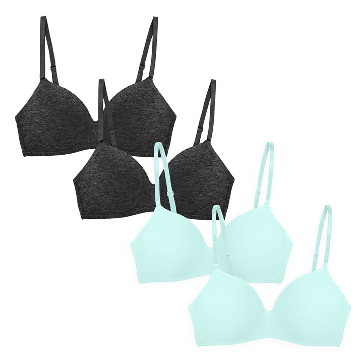 René Rofé Rene Rofe Lingerie Womens 4 Pack Soft Foam Wireless T Shirt Bra Aqua