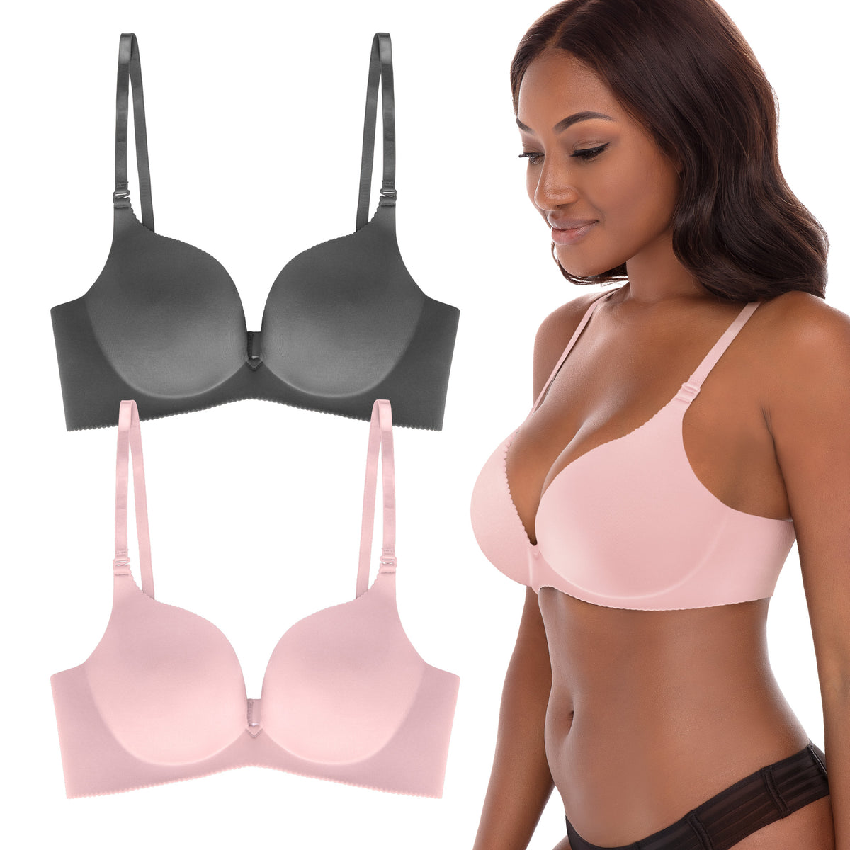 René Rofé 2 Pack Wireless Push Up Bra