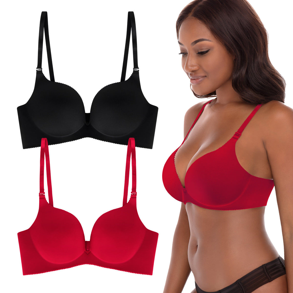 René Rofé 2 Pack Wireless Push Up Bra