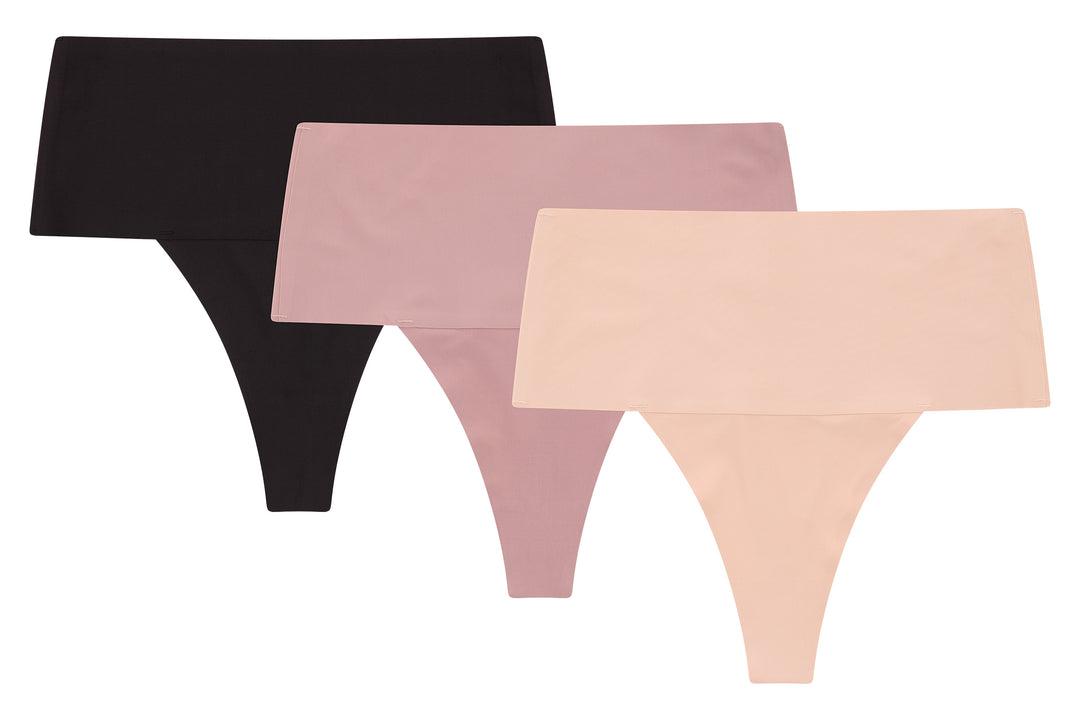 René Rofé F I T By Rene Rofe Lingerie 3 Pack High Waist Shaping Thongs