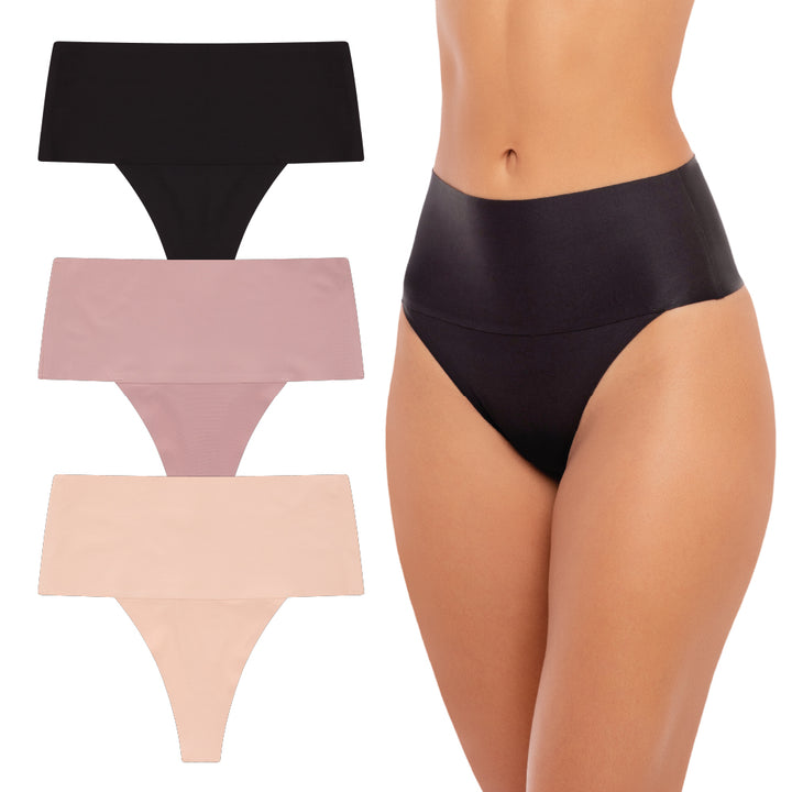 René Rofé F I T By Rene Rofe Lingerie 3 Pack High Waist Shaping Thongs