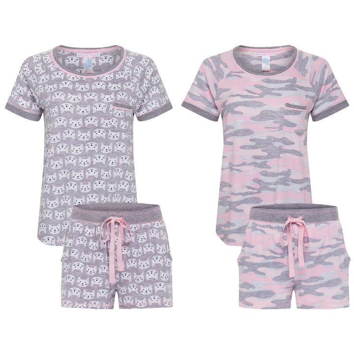 René Rofé Pillow Talk By Rene Rofe Sleepwear 2 Pack Lightweight Short Set Pink Camo