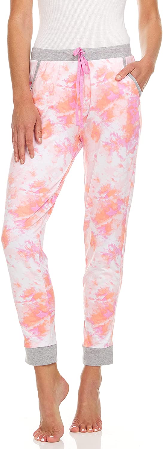 René Rofé Pillow Talk By Rene Rofe Sleepwear 2 Pack Jogger Lounge Pajama Pant Pink Tiedye