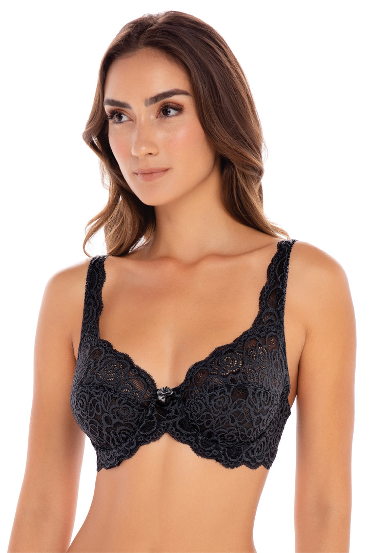 2 Pack Stretch Lace Unpadded Bras in Black by René Rofé