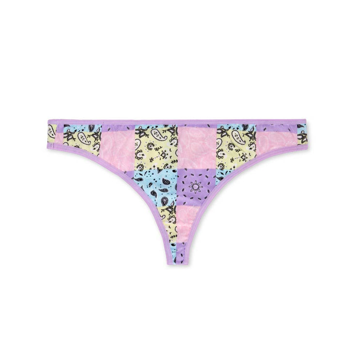 Everyday Basic Cotton Thong in Purple Paisley by René Rofé