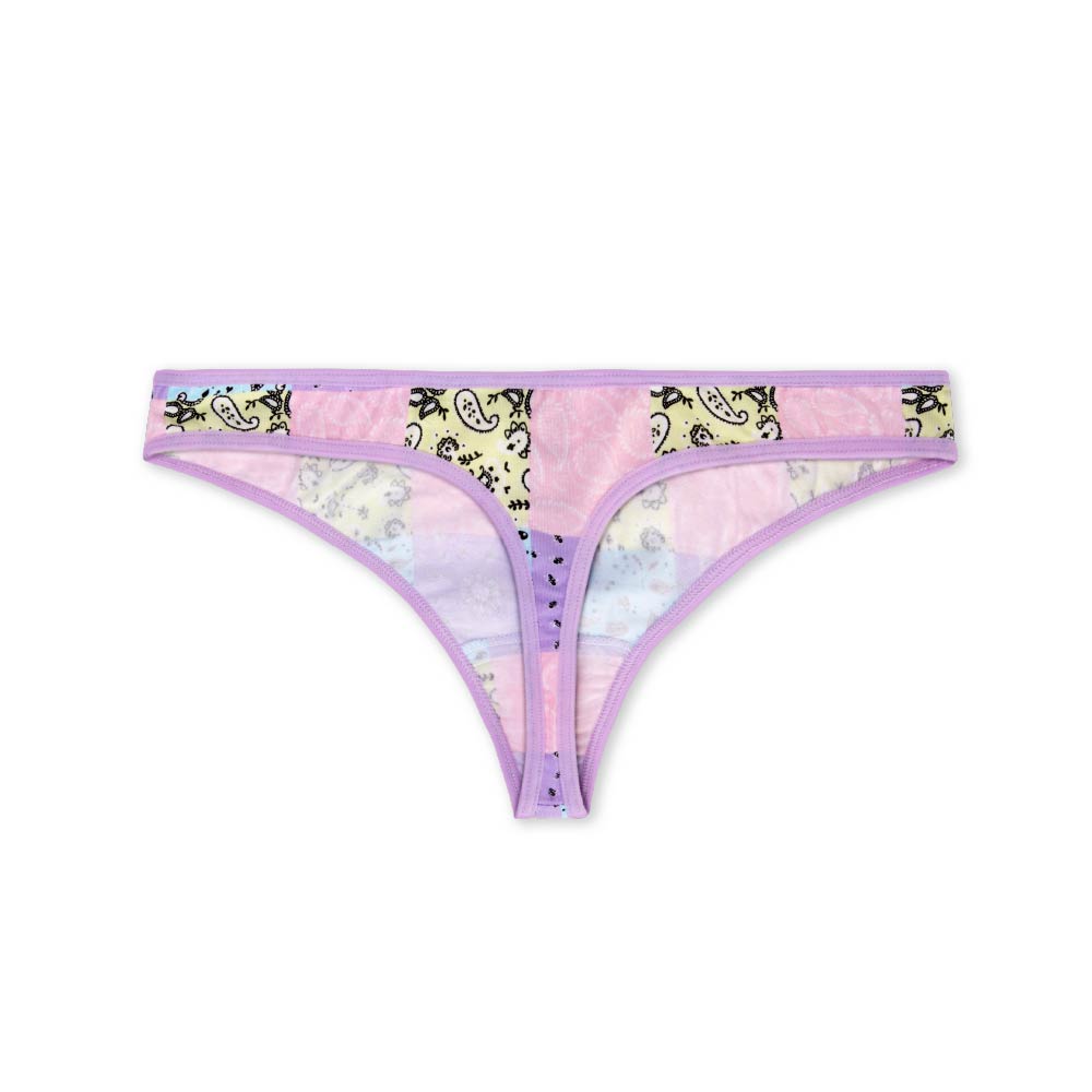 Everyday Basic Cotton Thong in Purple Paisley by René Rofé