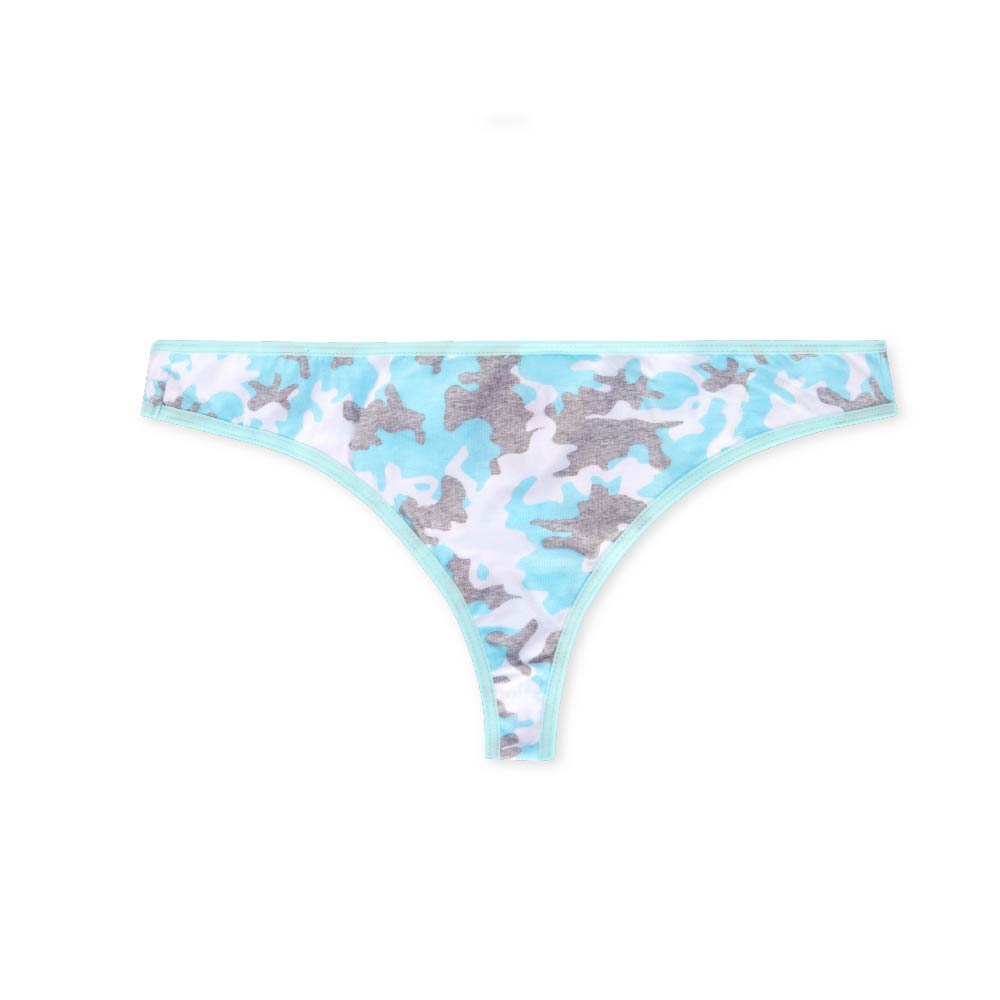 Everyday Basic Cotton Thong in Sky Blue Camo by René Rofé