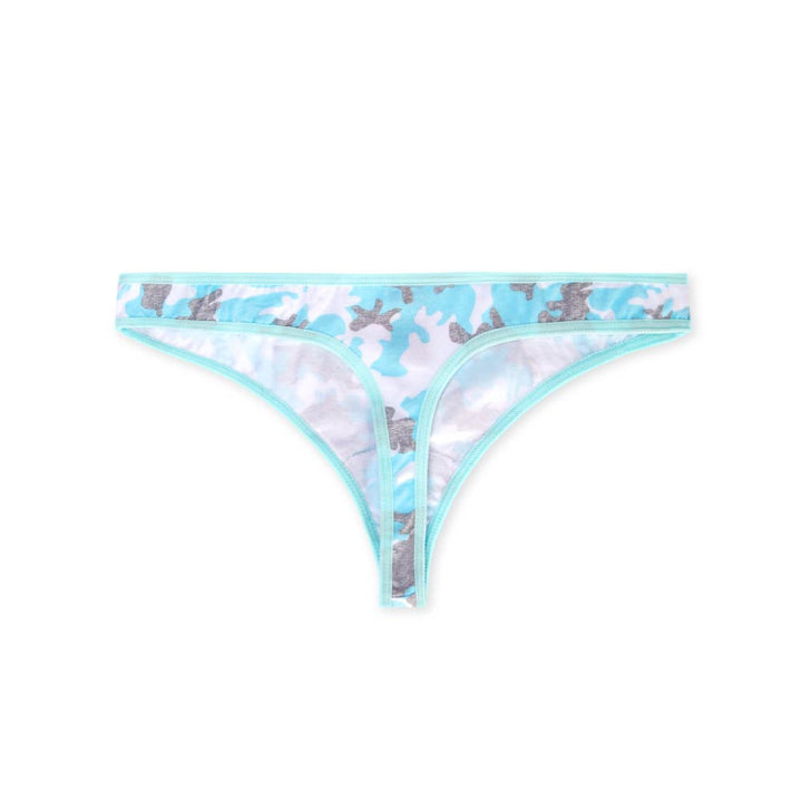 Everyday Basic Cotton Thong in Sky Blue Camo by René Rofé