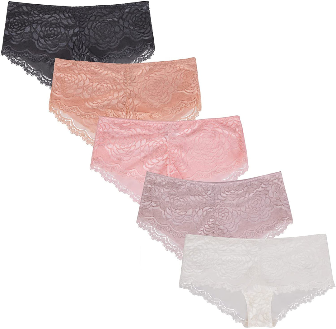 5 Pack Floral Lace Hipster