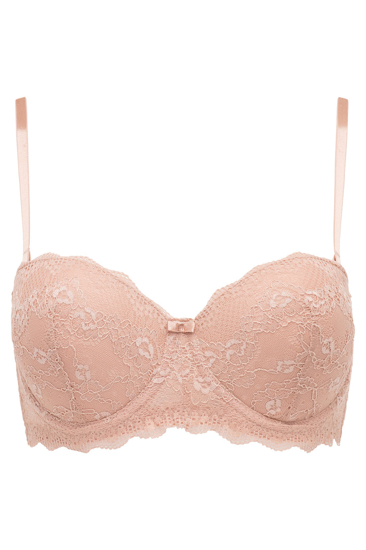 2 Pack Convertible Strapless Lace Light Push Up Bra Black/Beige