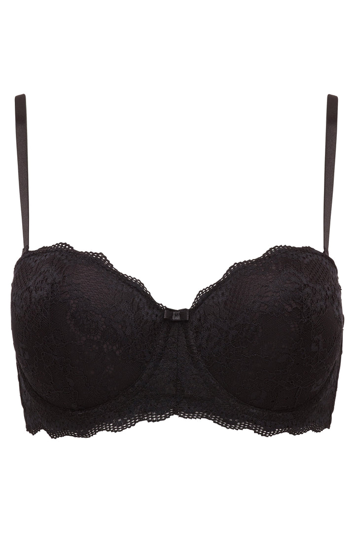 2 Pack Convertible Strapless Lace Light Push Up Bra Black/Beige