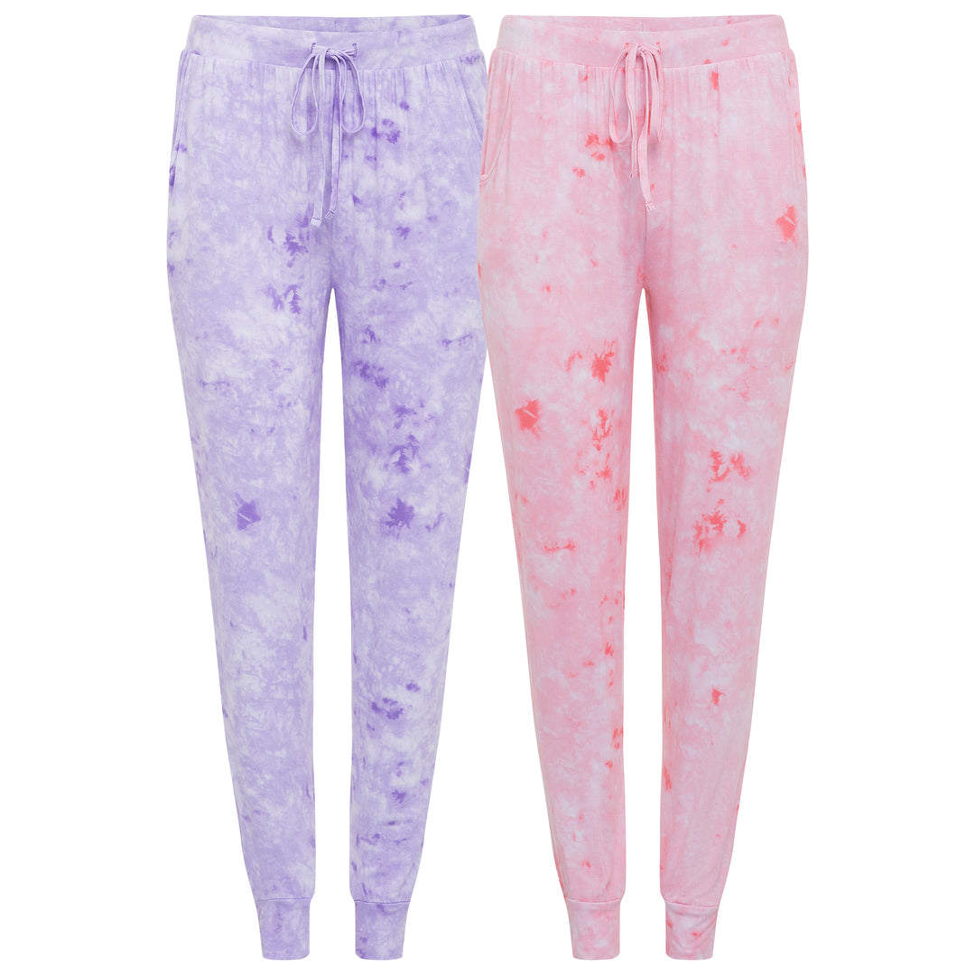 René Rofé Rene Rofe Sleepwear Ultra Soft Two Pack Jogger Pant Purple Tie Dye