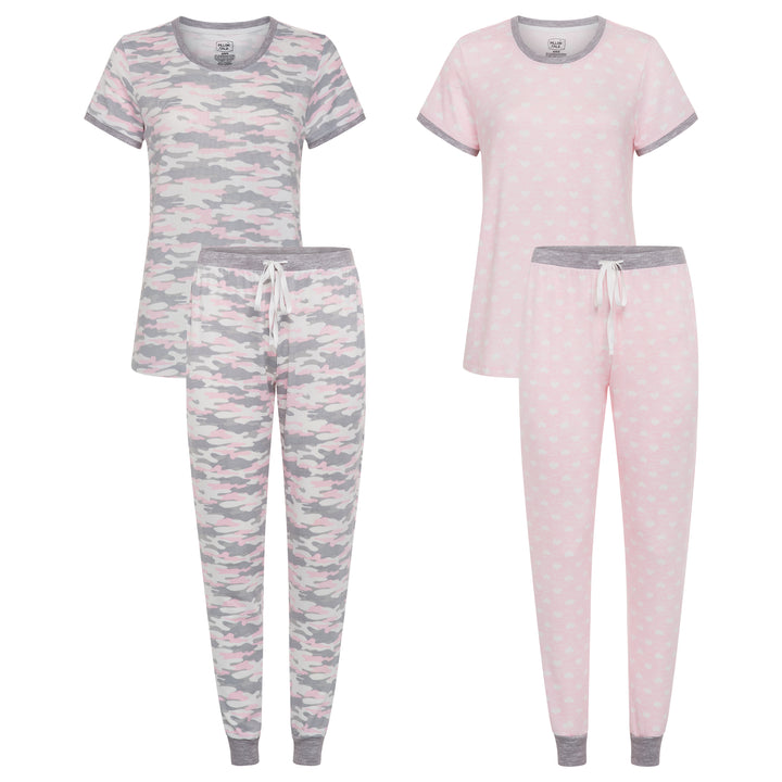 René Rofé Rene Rofe Sleepwear 2 Pack Lightweight Loungewear Jogger Sleep Set Camo Hearts