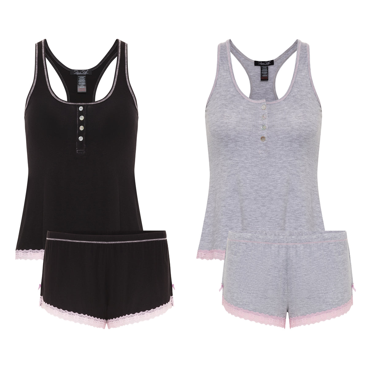 René Rofé Rene Rofe Sleepwear 2 Pack Racerback Short Set Black Grey