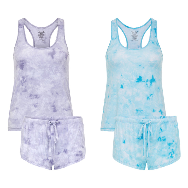 René Rofé Rene Rofe Sleepwear Two Pack Racerback Short Set Blue Tie Dye