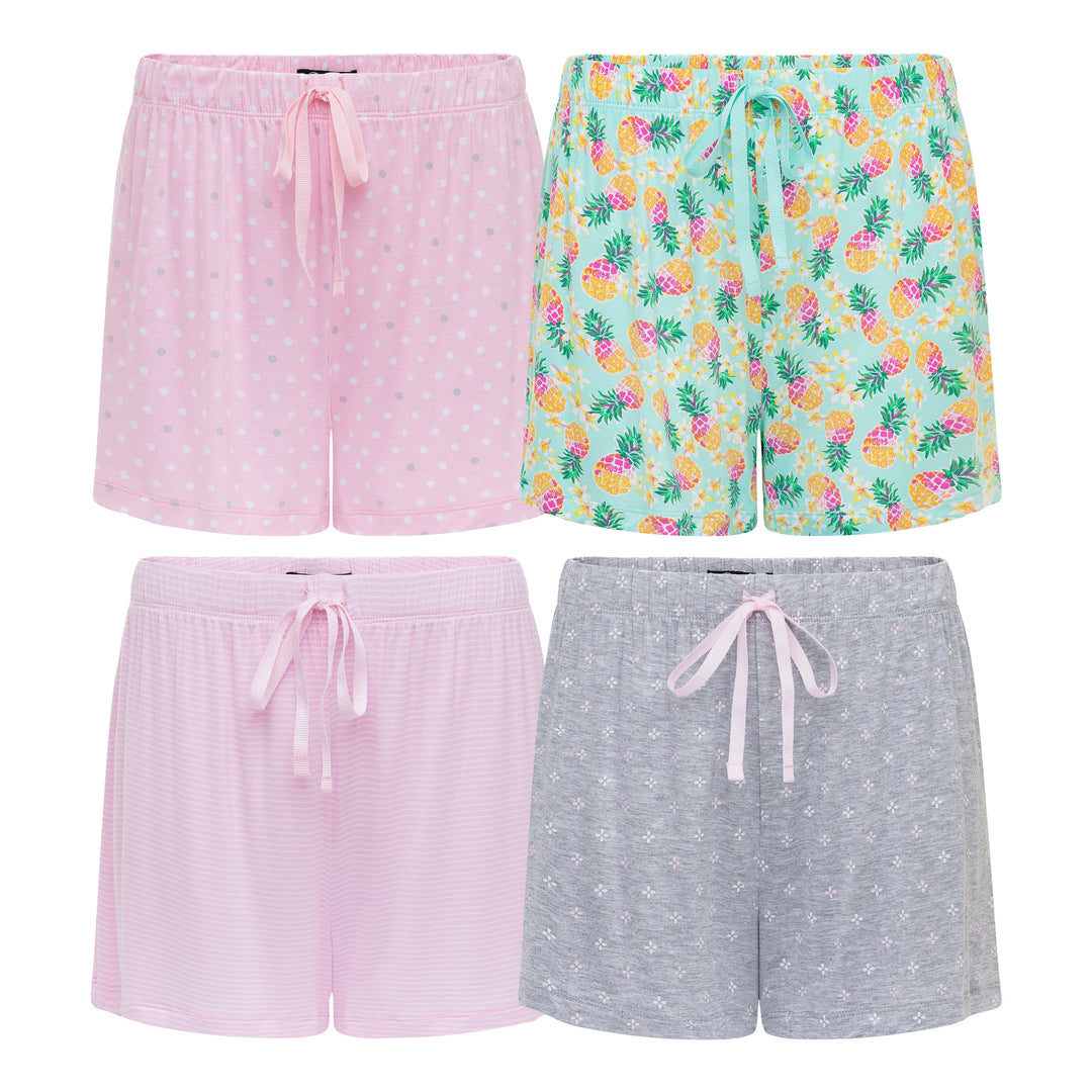 4 Pack Pajama Short Set Pineapple/Pink