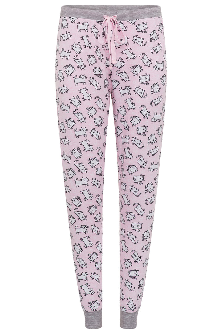 René Rofé Rene Rofe Sleepwear 2 Pack Short Sleeve Lightweight Hacci Jogger Set Paris Cats