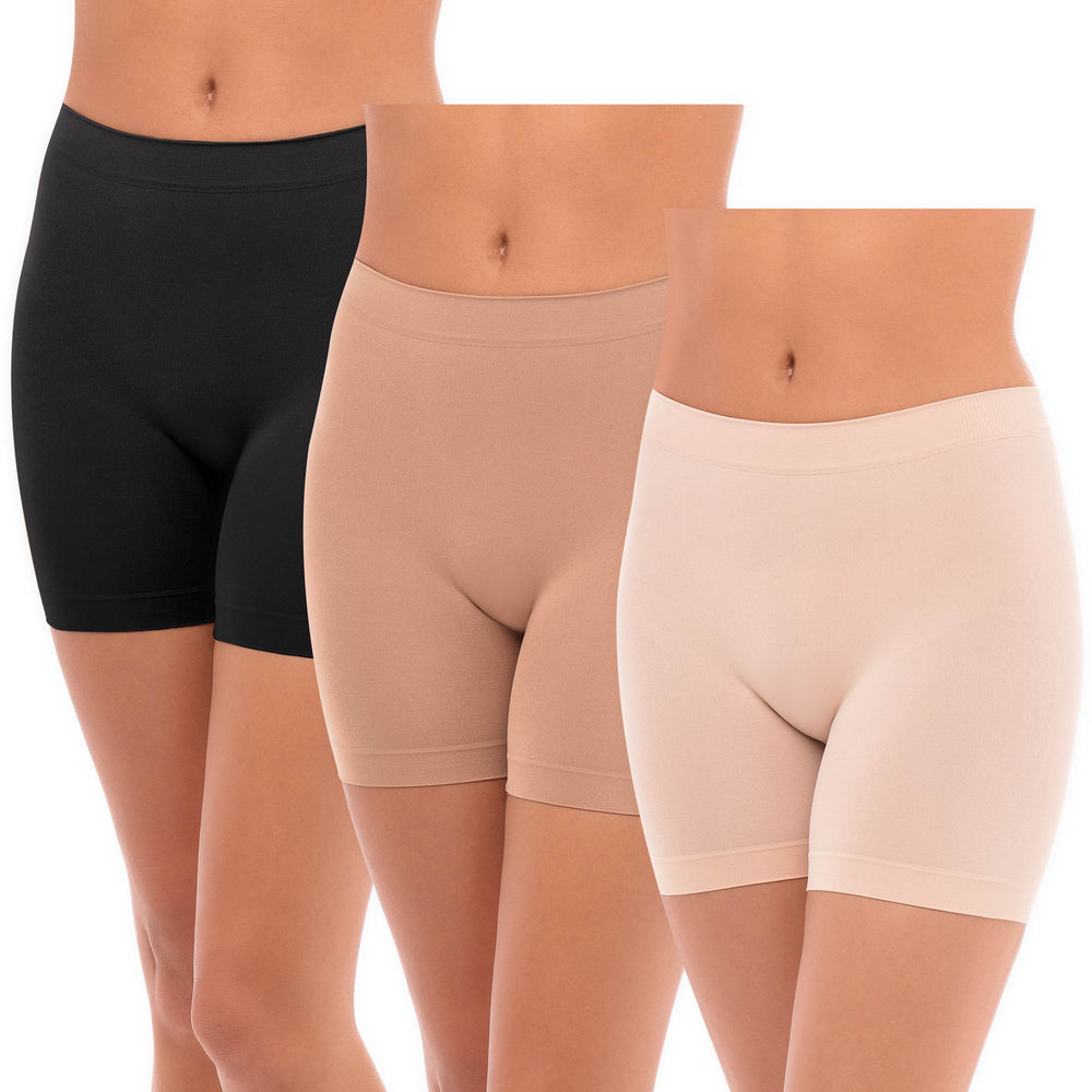 René Rofé Rene Rofe F I T Womens Slip Shorts 3 Pack Bike Shorts Nylon Spandex Stretch Boy Shorts For Yoga