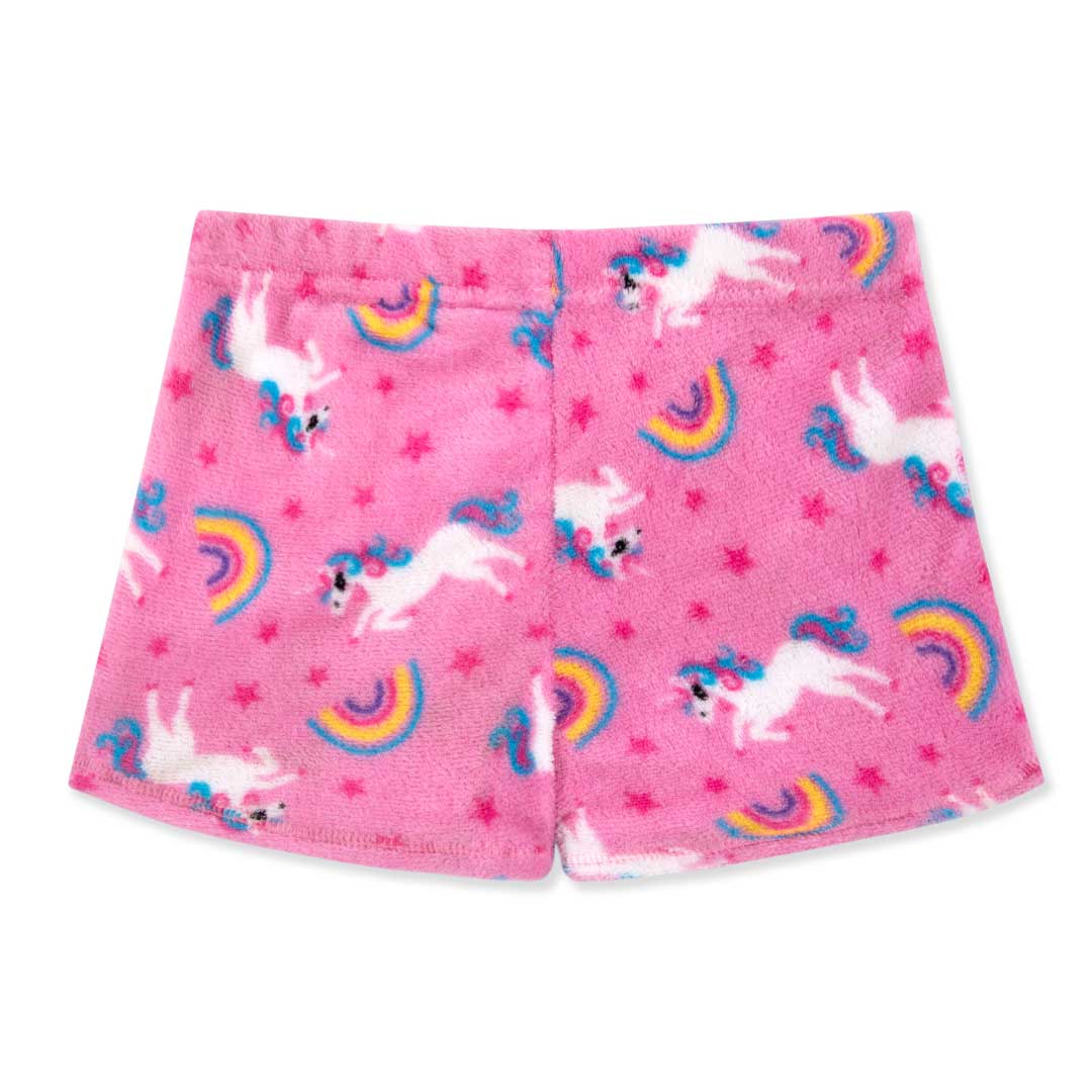 Unicorn Print Shorts as a part of the René Rofé 2 Pack Girls Fleece Pajama Shorts Set