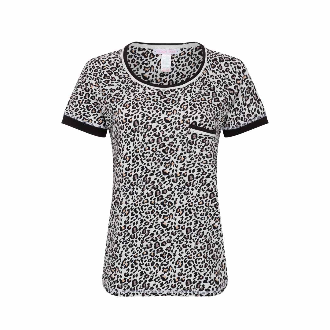 Leopard print T-Shirt as a part of the René Rofé 2 Pack Polysuede Yummy Butter Soft Capri Set