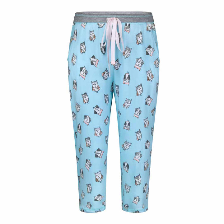 Owl patterned Pants as a part of the René Rofé 2 Pack Polysuede Yummy Butter Soft Capri Set