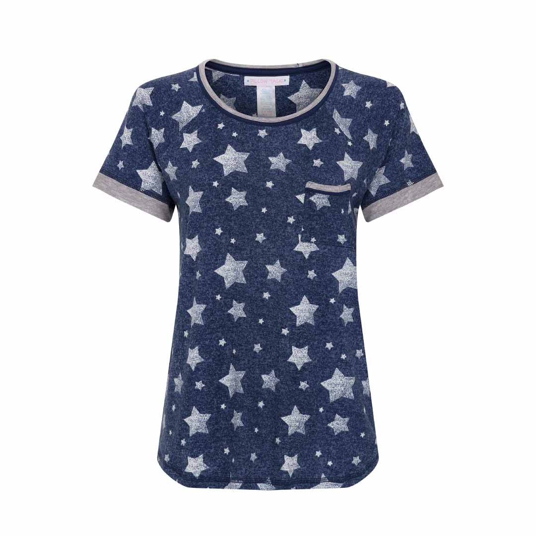 Stars patterned T-Shirt as a part of the René Rofé 2 Pack Polysuede Yummy Butter Soft Capri Set
