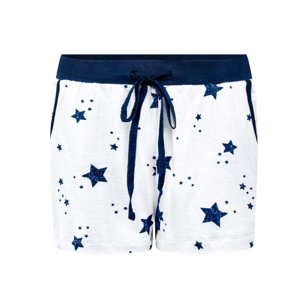 Stars patterned shorts as part of the René Rofé 2 Pack Butter Soft Pajama Short Set