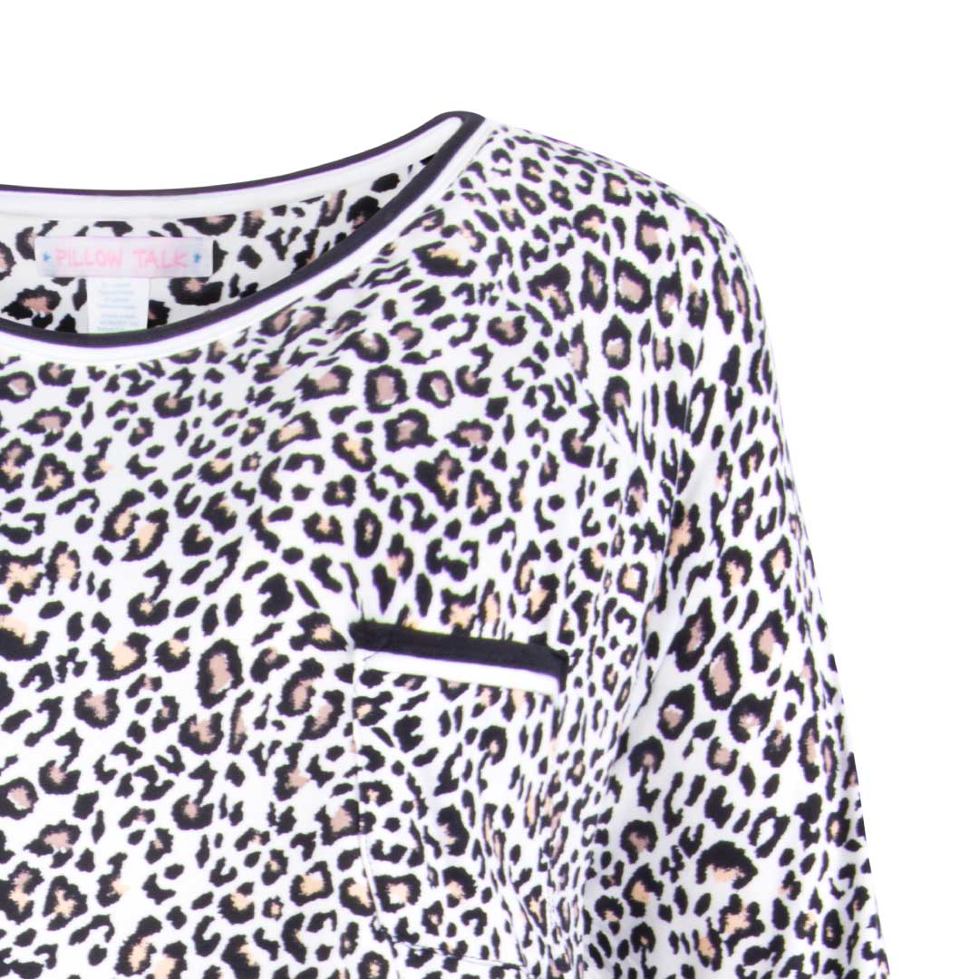 René Rofé Lightweight Night Gown - 2 Pack in Cats and Black Leopard Print Pattern