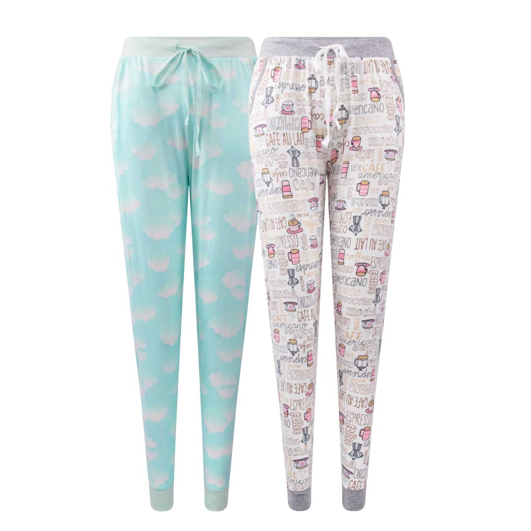 René Rofé 2 Pack Jogger Pants Grey Black Animal