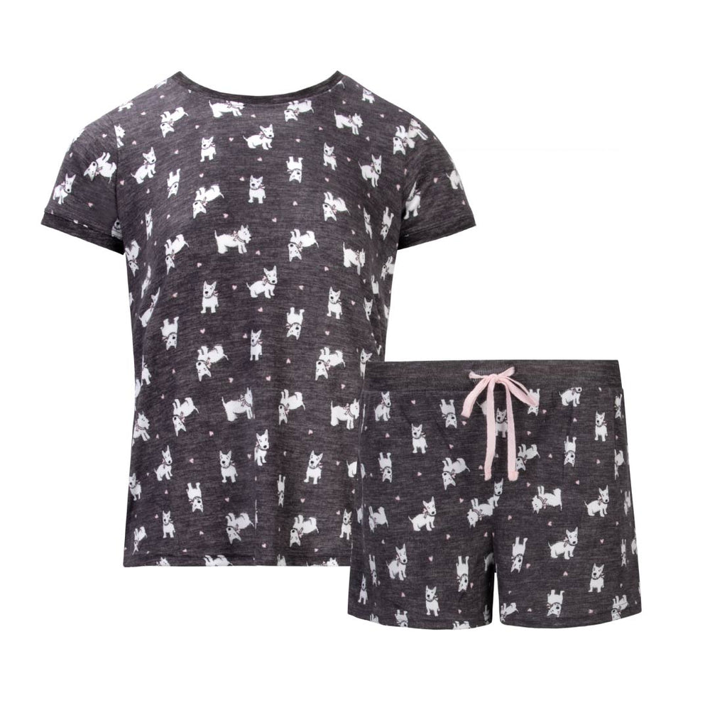 Dogs Hacci T-Shirt and Shorts as part of the 2 Pack Loungewear Hacci Shorts Set