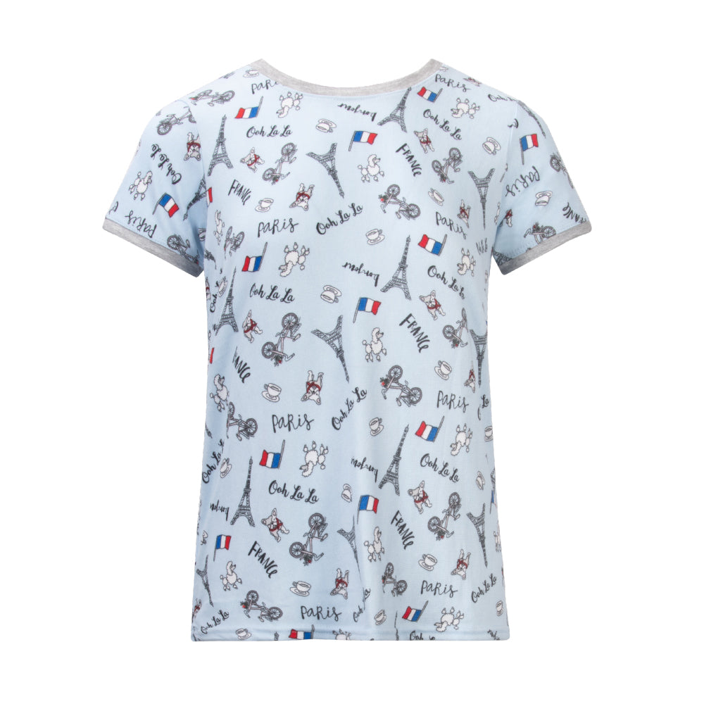 Paris Hacci T-Shirt as part of the 2 Pack Loungewear Hacci Shorts Set
