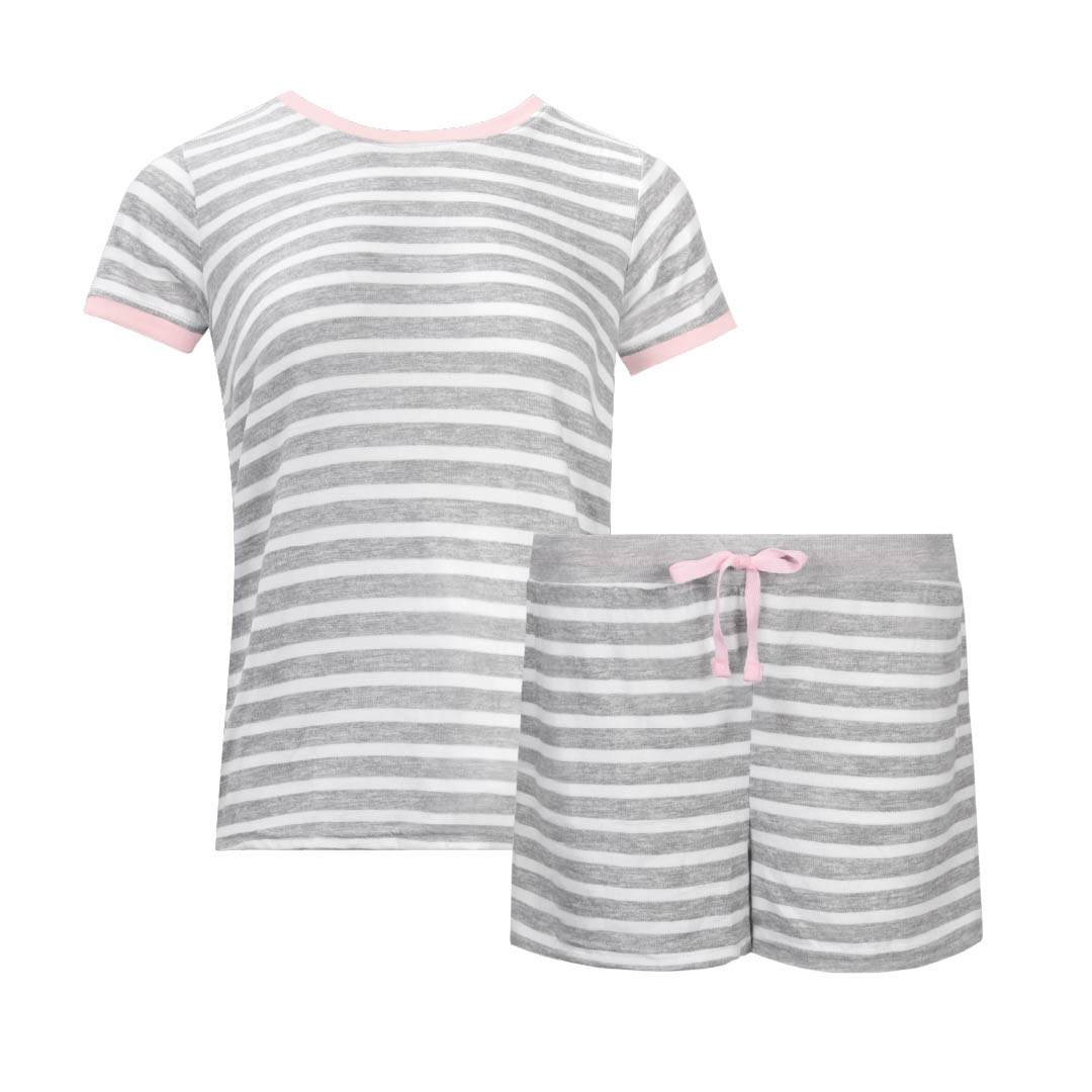 Stripes Hacci T-Shirt and Shorts as part of the 2 Pack Loungewear Hacci Shorts Set