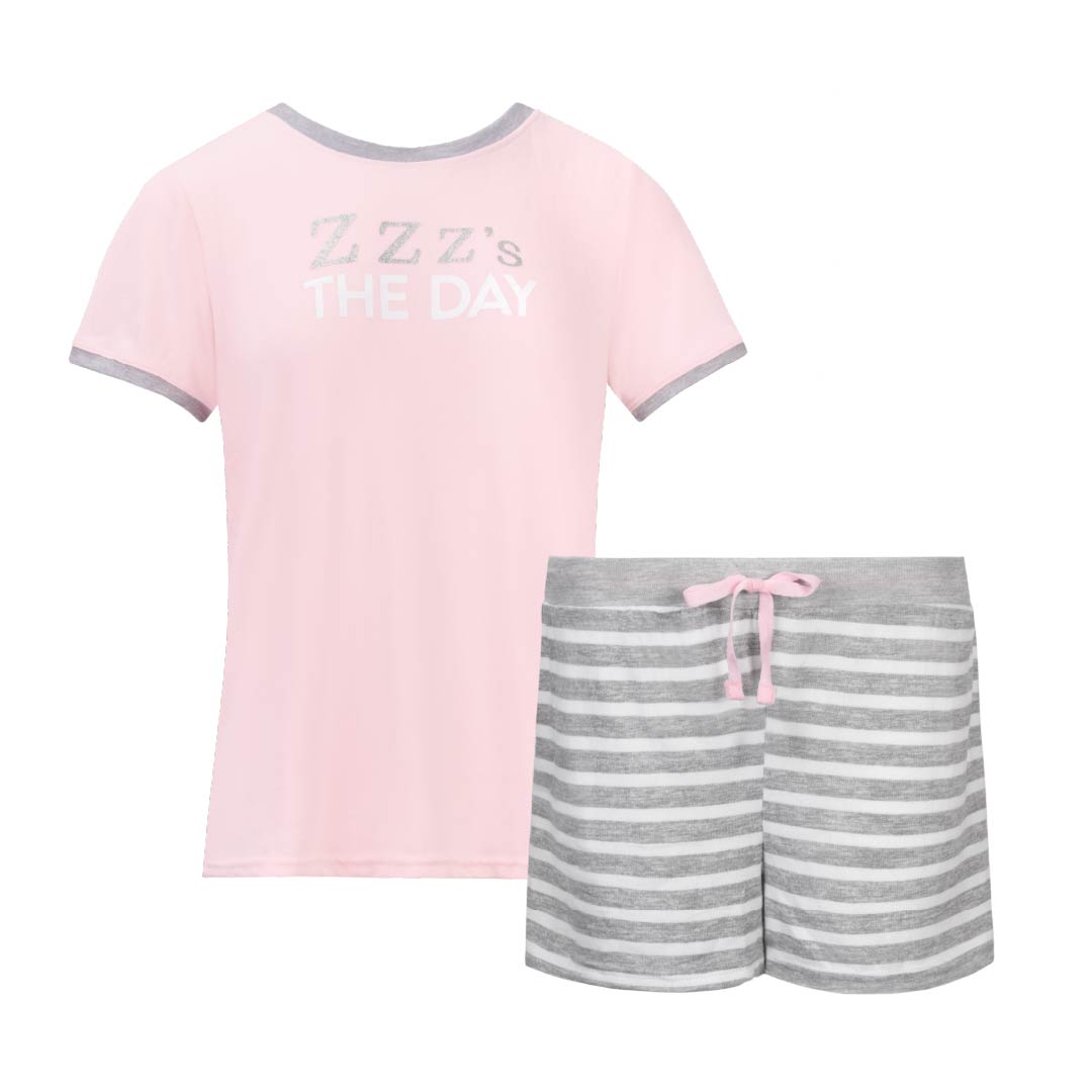 ZZZs Hacci T-Shirt and Shorts as part of the 2 Pack Loungewear Hacci Shorts Set