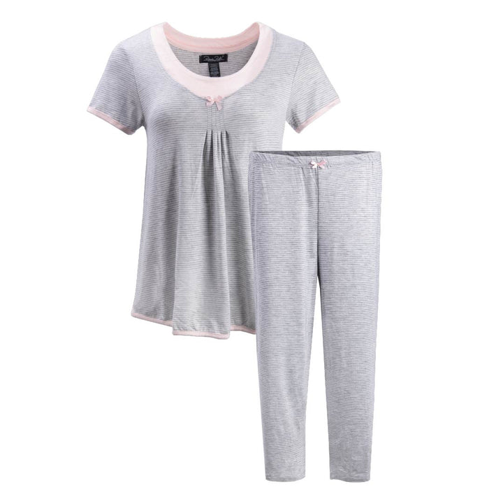 René Rofé 2 Pack Rayon Spandex Capri Set Grey Polka Dots